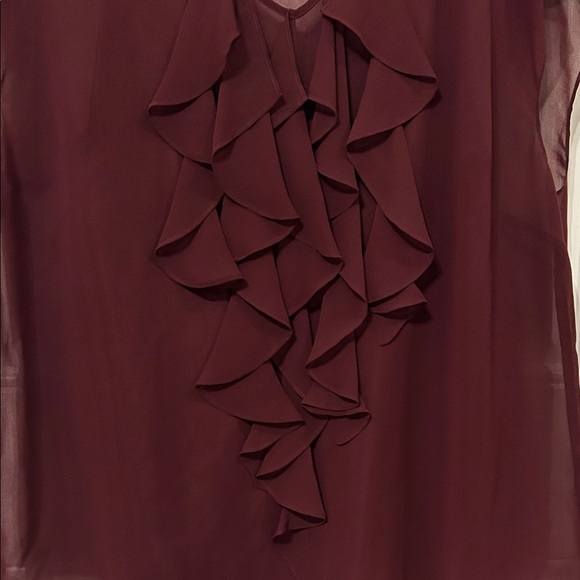 Talbots Deep Burgundy Ruffle Blouse - Picture 2 of 6
